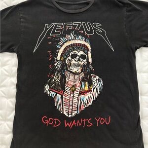 Yeezy Black Graphic Tee with Multi-Color Skull Headdress